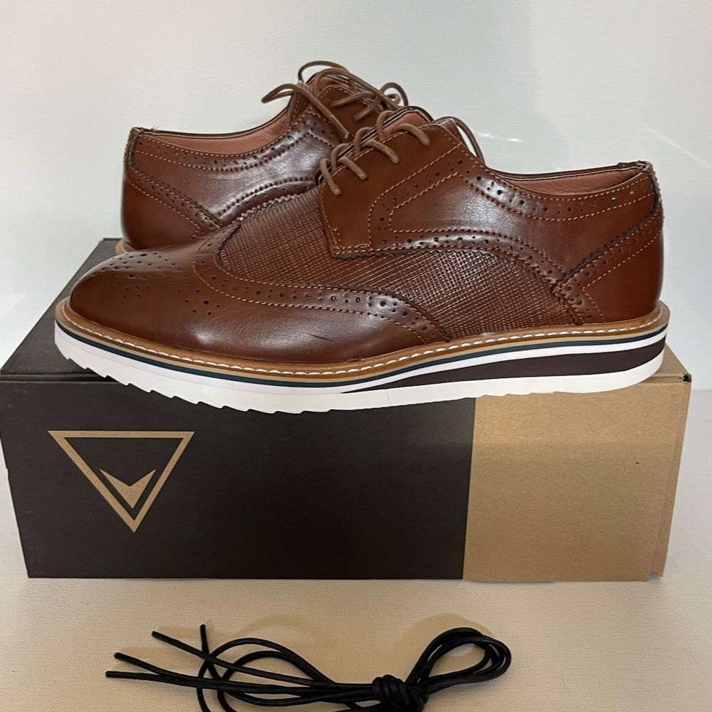 Vance Co. Mens Warrick Wingtip Derby Shoes,Brown, Size 8 M NIB